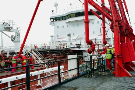 Discharging fuel at the Avonmouth oil basin